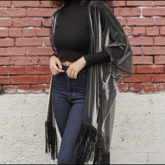 Duochrome Foil Kimono With Tassels - Picture 1 of 2